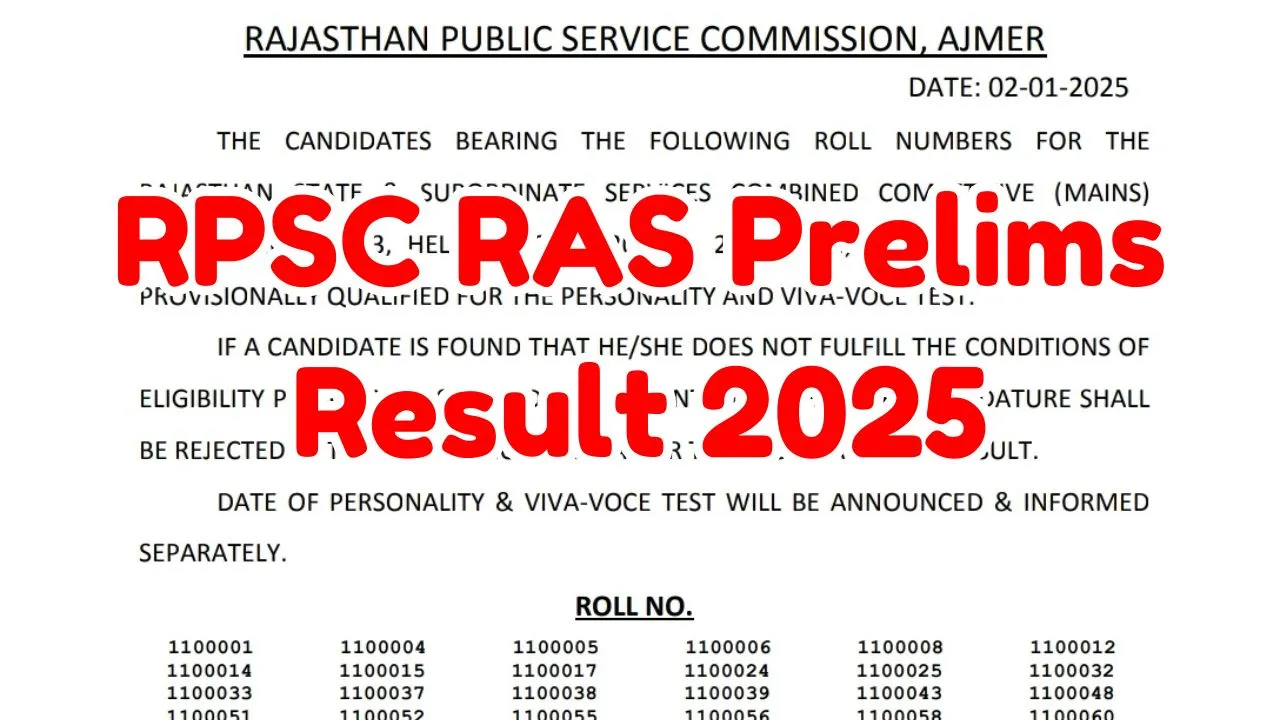 RPSC RAS Prelims Result 2025